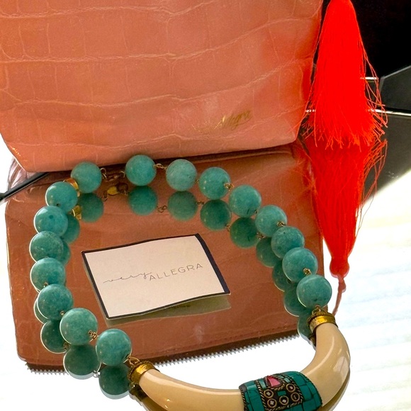 EUC Allegra Turquoise Half Moon Necklace - Picture 5 of 6